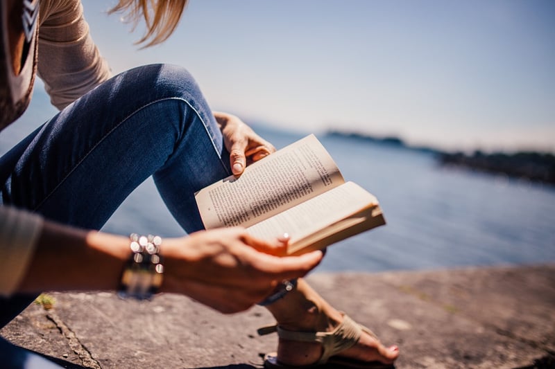 Woman reading in nature